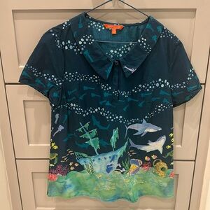 ModCloth Shark under the sea shirt, Size M